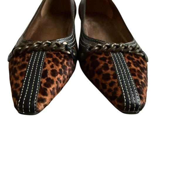 TALBOTS Womens Leopard Animal Print Pony Hair Pointed Toe Flats Size 5 1/2 B, - Picture 5 of 9
